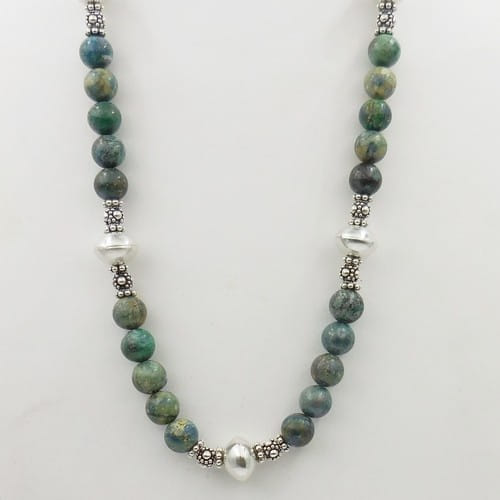 Click to view detail for DKC-1146 Necklace  Chrysacola & SS Beads 22